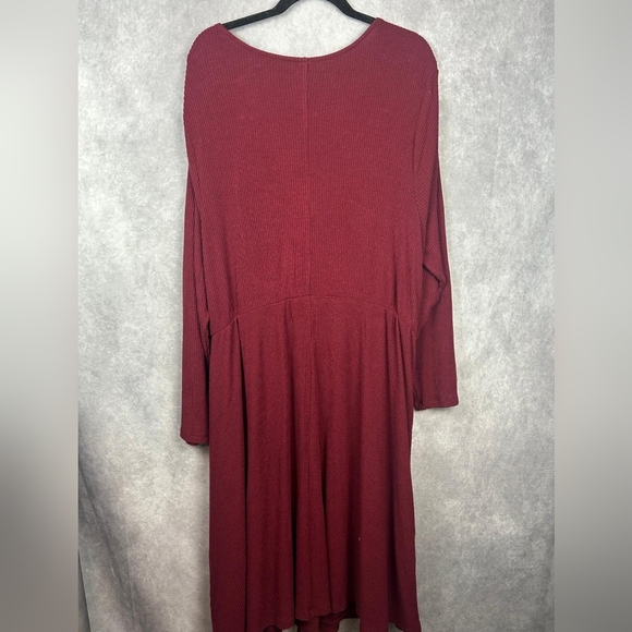 Old Navy Burgundy Wrap Dress Rib-Knit V-Neck Plus-Size Midi Wrap Dress Size 3X - Picture 6 of 13